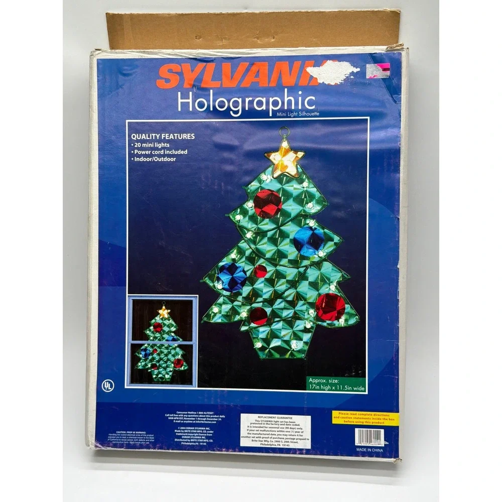 Sylvania Holographic Christmas Tree Mini Light‎ Silhouette 2004 Vintage 17in